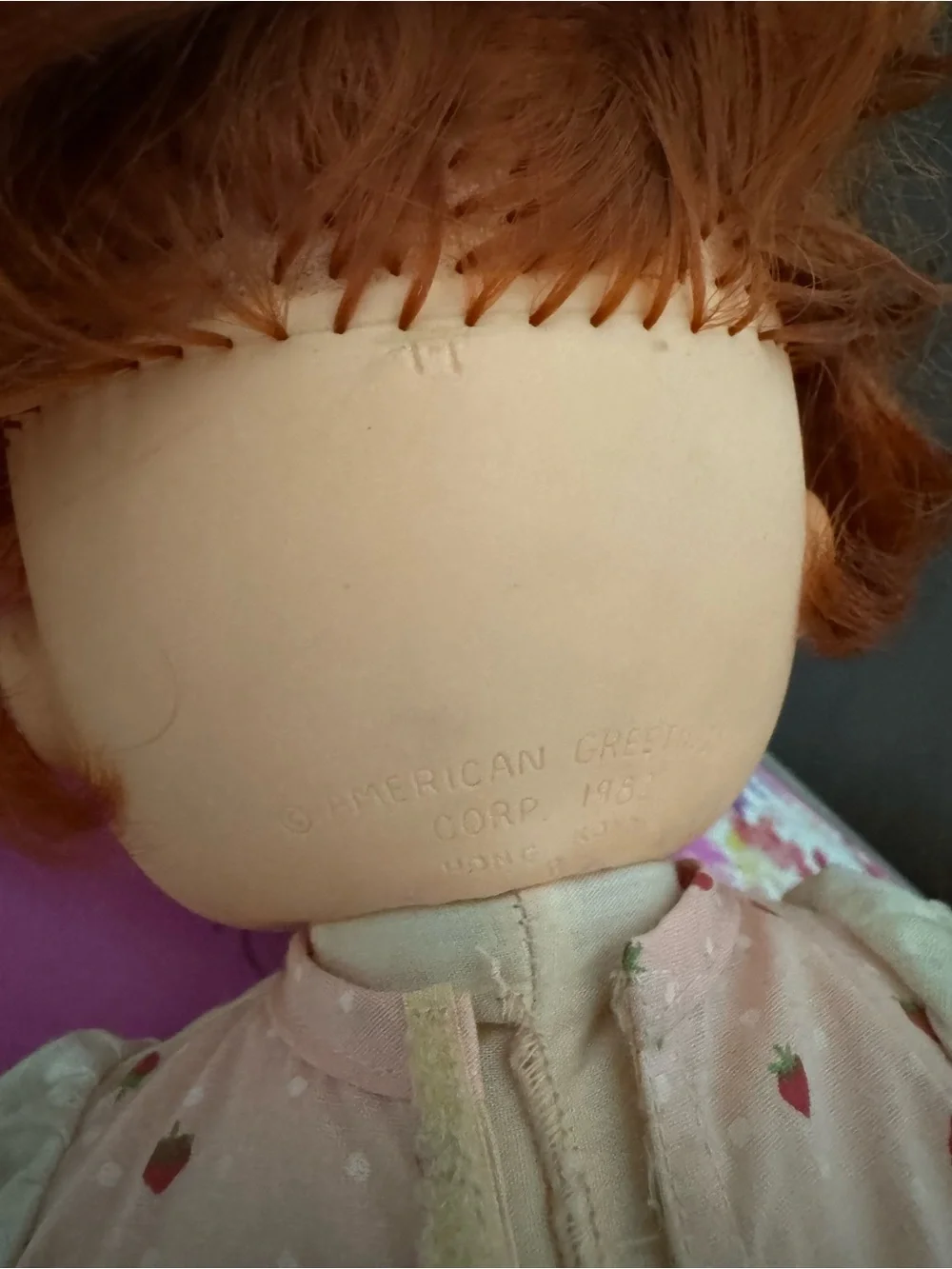 American Greetings Strawberry Shortcake Red-Haired Baby Doll in Pink Outfit